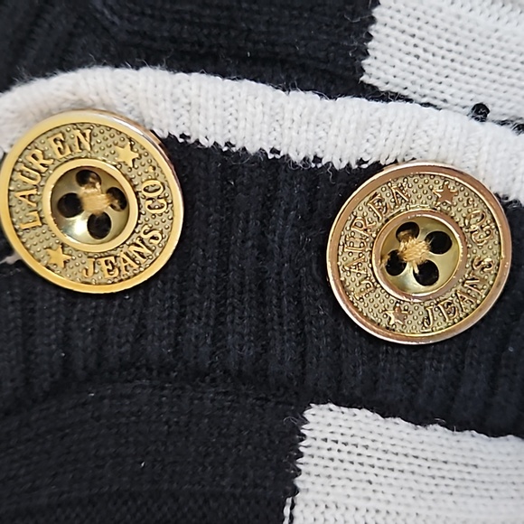 Ralph Lauren Jeans Co. Black/white stripe v-neck ribbed sweater-S - Picture 2 of 7